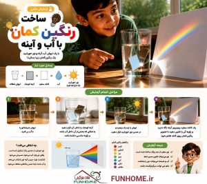 ساخت رنگین‌کمان با آب و آینه 🌈
